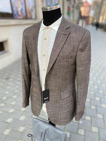 damat: Kişi üçün klassik blazer gödəkçə - Rəng: qəhvəyi-melanj, xırda — 2