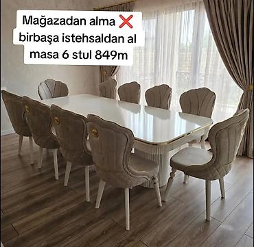 Masa və stul dəsti - Dəst: 1 ədəd yemək masası + 6 ədəd stul -