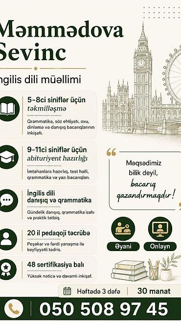 sintezator dersleri: Xarici dil kursu, İngilis dili, Uşaqlar üçün, Abituriyentlər üçün — 1