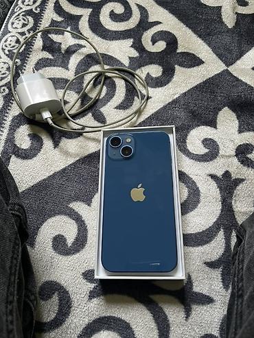 Apple iPhone: IPhone 13, Б/у, 128 ГБ, Синий, Зарядное устройство, Чехол, Коробка, 78 % — 10