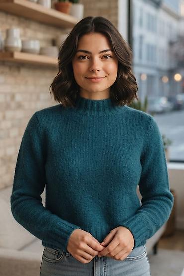 tezenis helanke: Ženski dzemper – teal plava boja - Klasičan kroj sa blago užim — 1