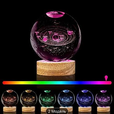 3d şəkillər: 3D kristal kürə lampası – Günəş sistemi və Ay mövzusu Xüsusiyyətlər — 1