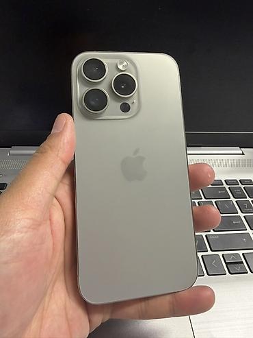 iphon 17: IPhone 15 Pro, Б/у, 128 ГБ, Natural Titanium, Защитное стекло, Чехол, Кабель, 83 % — 1