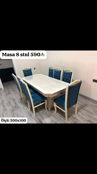 ipotekada olan heyet evleri: Qonaq otağı üçün, Yeni, Açılmayan, Dördbucaq masa, 8 stul