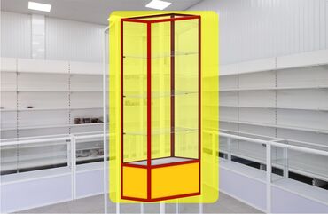 Витрины: Витрина из профиля и стекла, Акция, с порогом, для магазина Цена за