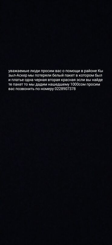 бюро находок найдено: Помогите пожалуйста пакет с вещами в КЫЗЫЛ аСКЕРЕ внурти бвло платье