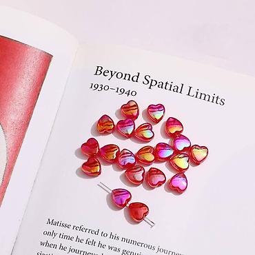 Другие товары для детей: Бусины акриловые в виде сердечка с перламутром, размер сердца 7 мм х — 4