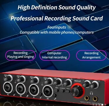 Səs kartları: USB Audio İnterfeys – 24-bit/192 kHz Yeni başlayanlar üçün 4 Kanallı — 4