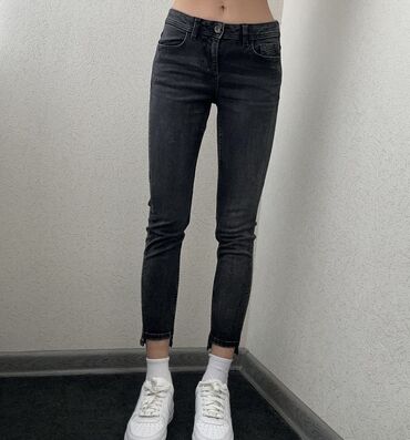 джинсы черная: Скинни, Zara, Средняя талия