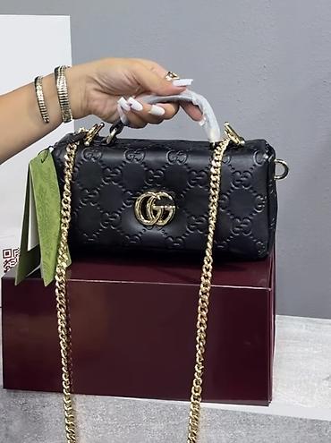 Çantalar: Qara dəri gucci çanta lux premium model qutuda — 1