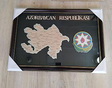 inzibati xəritə: Azərbaycan Respublikasının xəritəsi və gerbi olan dekorativ çərçivə - — 1