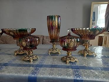 Zərif dekorativ şirniyyat qabı dəsti - 5 parçadan ibarət stolüstü