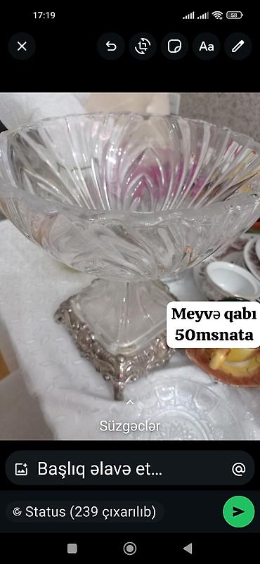 meyve qabl: Məhsul: Meyvə qabı - Material: qalın şüşə/kristal tipli kasa - — 1