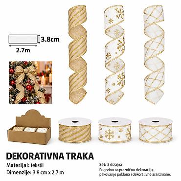 KMT Božićna ukrasna traka sa zlatotiskom – dekorativni dodatak za