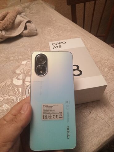 ikinci el telefon xiamo: Oppo A18, 128 GB, rəng - Göy, İki sim kartlı