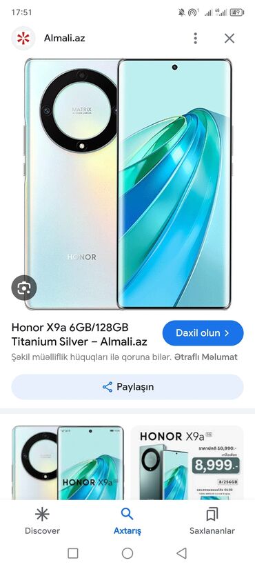 işdənmiş telefonlar: Honor 9X, 128 GB, rəng - Boz