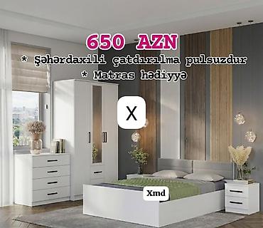 sap: Yataq otağı mebel dəsti Tərkib: - İki nəfərlik çarpayı (yumşaq — 1