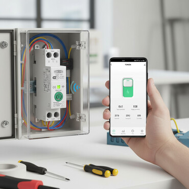 Elektro materijal: Model: WiFi osigurač – štelujući amperaž 1-63A, Merač potrošnje kWh — 1