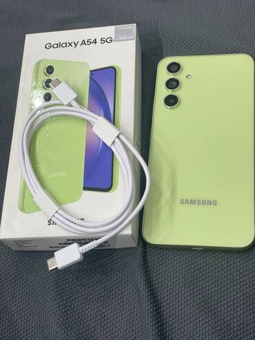 kredit telefonlar: Samsung Galaxy A54 5G, 128 ГБ, цвет - Зеленый, Гарантия, Отпечаток пальца, Две SIM карты