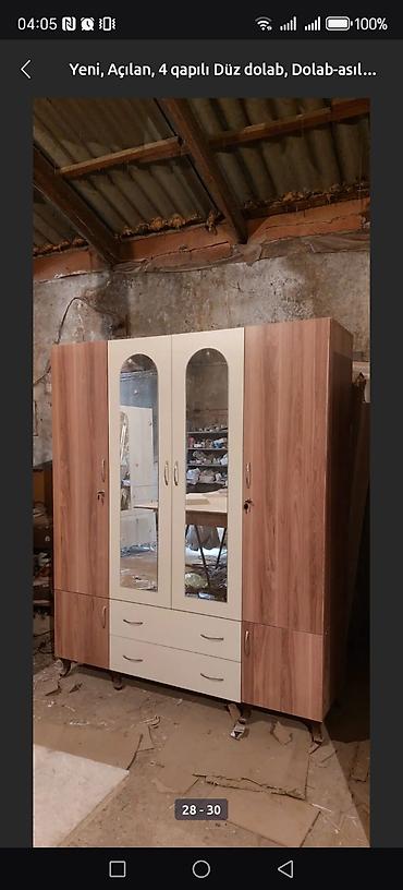 mebel skaf: Bu dördqapılı düz dolab, geyimlərin və digər əşyaların səliqəli — 4
