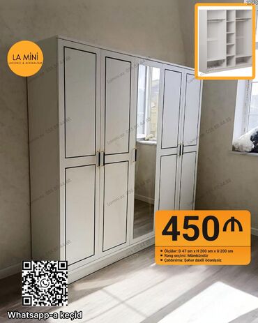Divanlar: Açılan, 4 qapılı Düz dolab, Qarderob, paltar dolabı