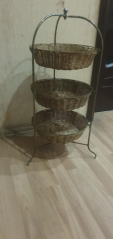 acar qabı: 3 mərtəbəli səbət stendi - Material: metal karkas + təbii toxunma — 1