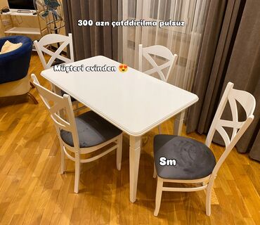 Masa və oturacaq dəstləri: Qonaq otağı üçün, Açılmayan, Dördbucaq masa, 6 stul — 3