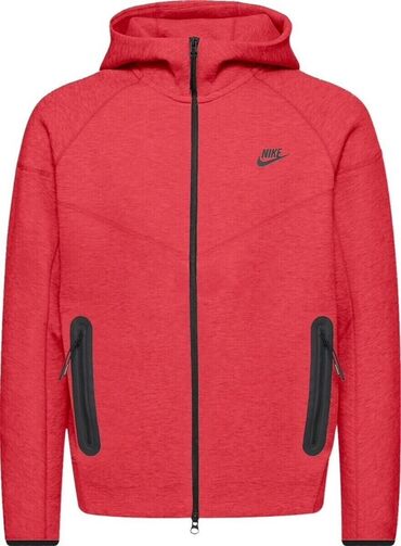 зип худи оверсайз мужские: ❗️Красная толстовка Nike Tech Fleece с капюшоном, выполненная из