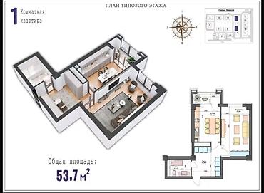 1 ком студия: 1 комната, 54 м², Элитка, 16 этаж, ПСО (под самоотделку) — 1