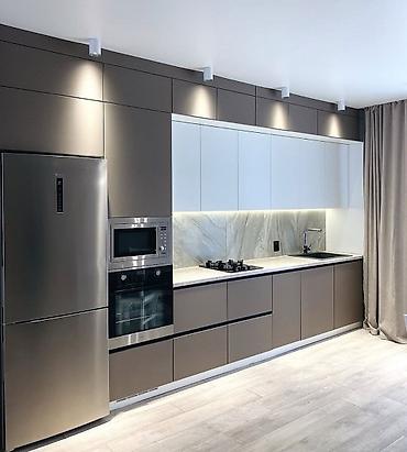 Sifarişlə mətbəx mebeli: Sifarişlə mətbəx dəsti, Özü çəkən petlələr, Mat laminat, Kredit yoxdur, Pulsuz çatdırılma — 5