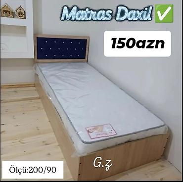 Çarpayılar: Tək nəfərlik çarpayı – matras daxil - Ölçü: 200 x 90 sm - Komplekt — 1