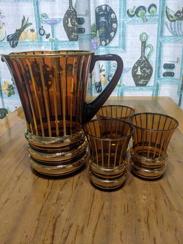 аю гранд мебель бишкек: Набор для напитков из янтарного стекла с позолотой. ( в Карабалте )