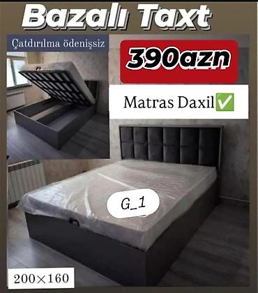 matras taxt: Bazalı taxt – 200×160 sm ölçüdə. - Altı mexanizmlə açılan geniş bazalı — 1