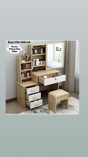 Vizaj/maqaj masasə və taburetka dəsti - Ölçü: 170 × 100 × 40 -