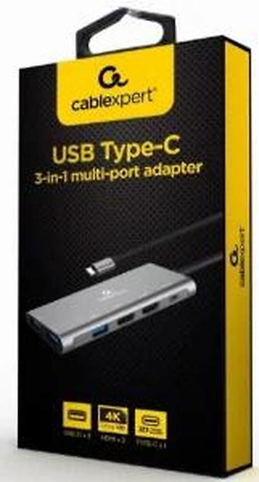 Doking stanice: Cablexpert USB Type‑C 3‑u‑1 multi‑port adapter Kompaktan USB‑C hub — 12