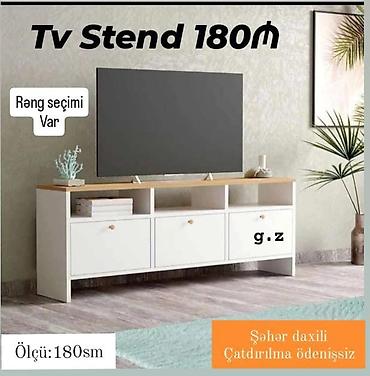 qapilar ev: TV stend - Ölçü: 180 sm - Dizayn: ağ gövdə, ağ qapılar, açıq rəng — 1