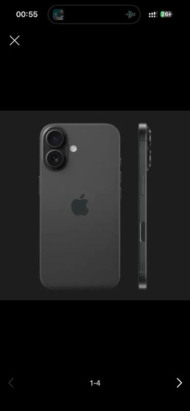 Apple iPhone: IPhone 16, Б/у, 128 ГБ, Графит, Защитное стекло, Чехол, Коробка, 100 %