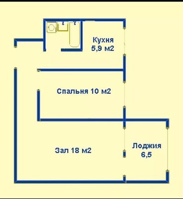 квартира 4 мкр: 2 комнаты, 43 м², 104 серия, 2 этаж