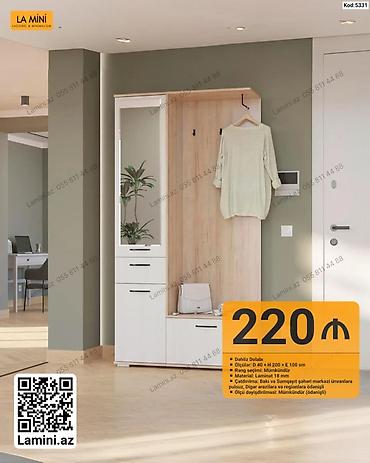 Dolablar: Dəhliz dolabı – minimalist və funksional dizaynlı model. Ölçüləri — 1