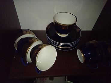 Qab-qacaq və mətbəx ləvazimatları: Çay dəsti, rəng - Göy, Xrustal, Rusiya — 6