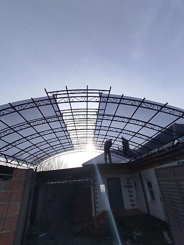 Навесы: Навес, Арочный, Металл, Поликарбонат, Установка — 21