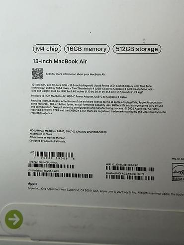 mac save: Apple MacBook Air 13" (модель A3240) с чипом M4 Обмен интересует — 1