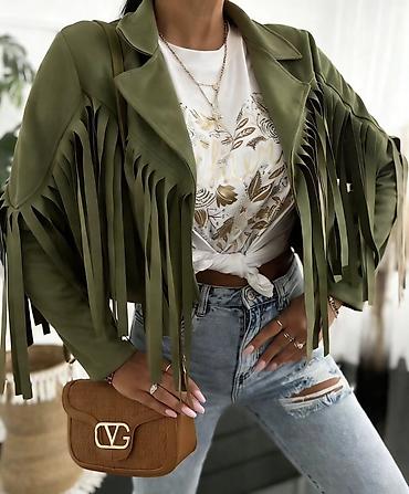 Pončo: 🔥Ženska kraća jakna sa resama - Stil: western/boho, kroj do struka - — 7