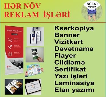 reklam ustasi vakansiya: Reklam, çap | Vizitkartlar, Buklet | Dizayn, Çap