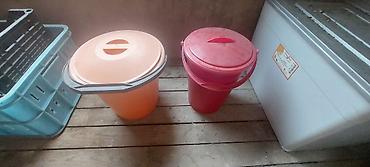 Digər mebel: Ağ rəngli plastik vedrələr dəsti - Material: sıx, davamlı plastik - — 2