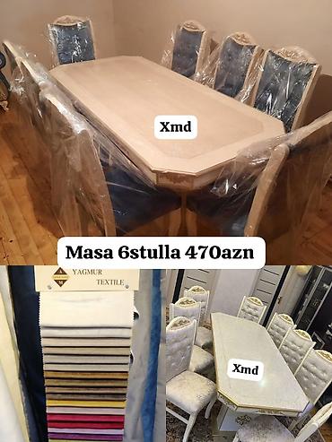 bağca stolu: Qonaq otağı üçün, Yeni, Açılmayan, Dördbucaq masa, 6 stul — 1