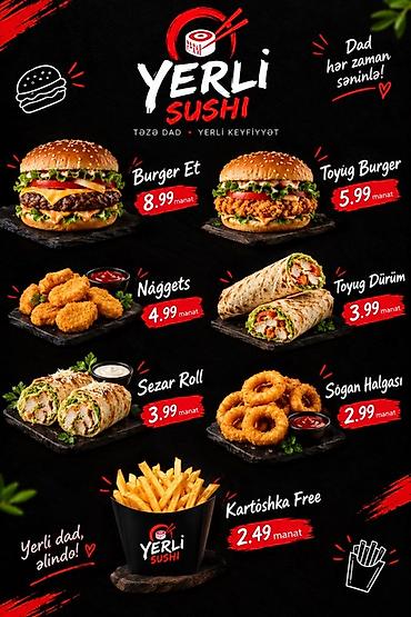 Sifarişlə hazır yeməklər: Yerli Sushi – Təzə dad, yerli keyfiyyət! Sushi və fast‑food menyusu — 1