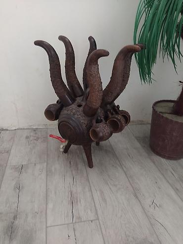 qamaq nədir: Dekorativ içki çəlləyi və qab dəsti - Material: təbii buynuz — 1