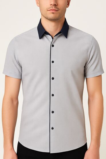 Другие комнатные растения: Рубашка с коротким рукавом DAMON slim fit, в меленькую