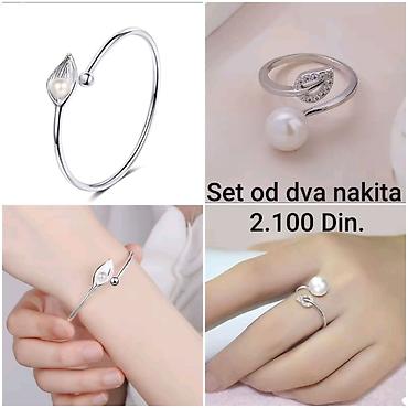 polovne stvari: Posrebreni set od dva nakita Srebrnasto-beli minimalistički dizajn sa — 1